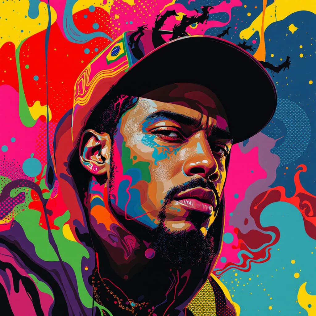AI generated: create a portrait of roberto carlos famous singer with Brazilian Phonk Art is a creative fusion that...