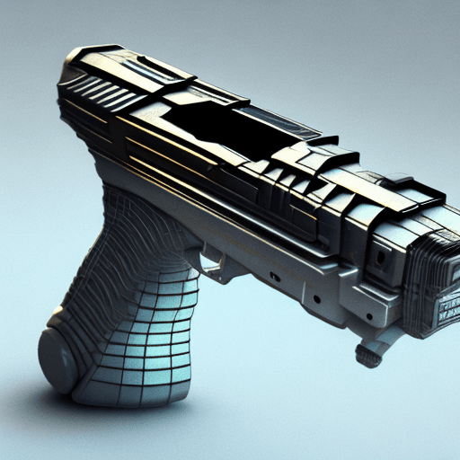 AI generated: 3D render, handgun,futuristic,cyberpunk,extremely detailed,volumetric lighting, isometric