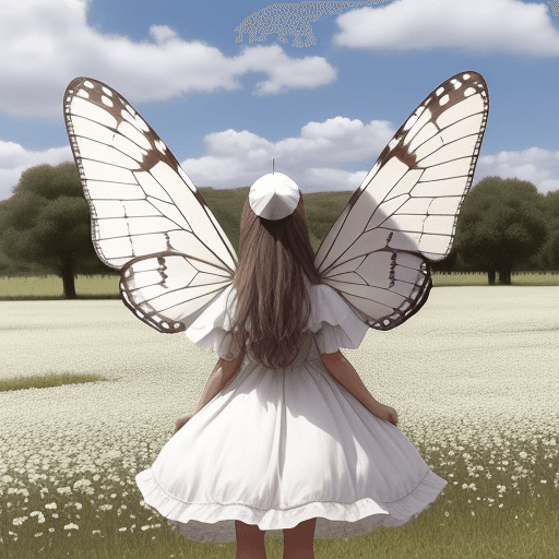 AI generated: Una mariposa en el campo, acompañado con palomas blancas y caballos 