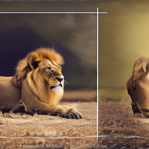 AI generated: lion and his cubs, in the style of nikon d850, combining natural and man-made elements, colorized, j...