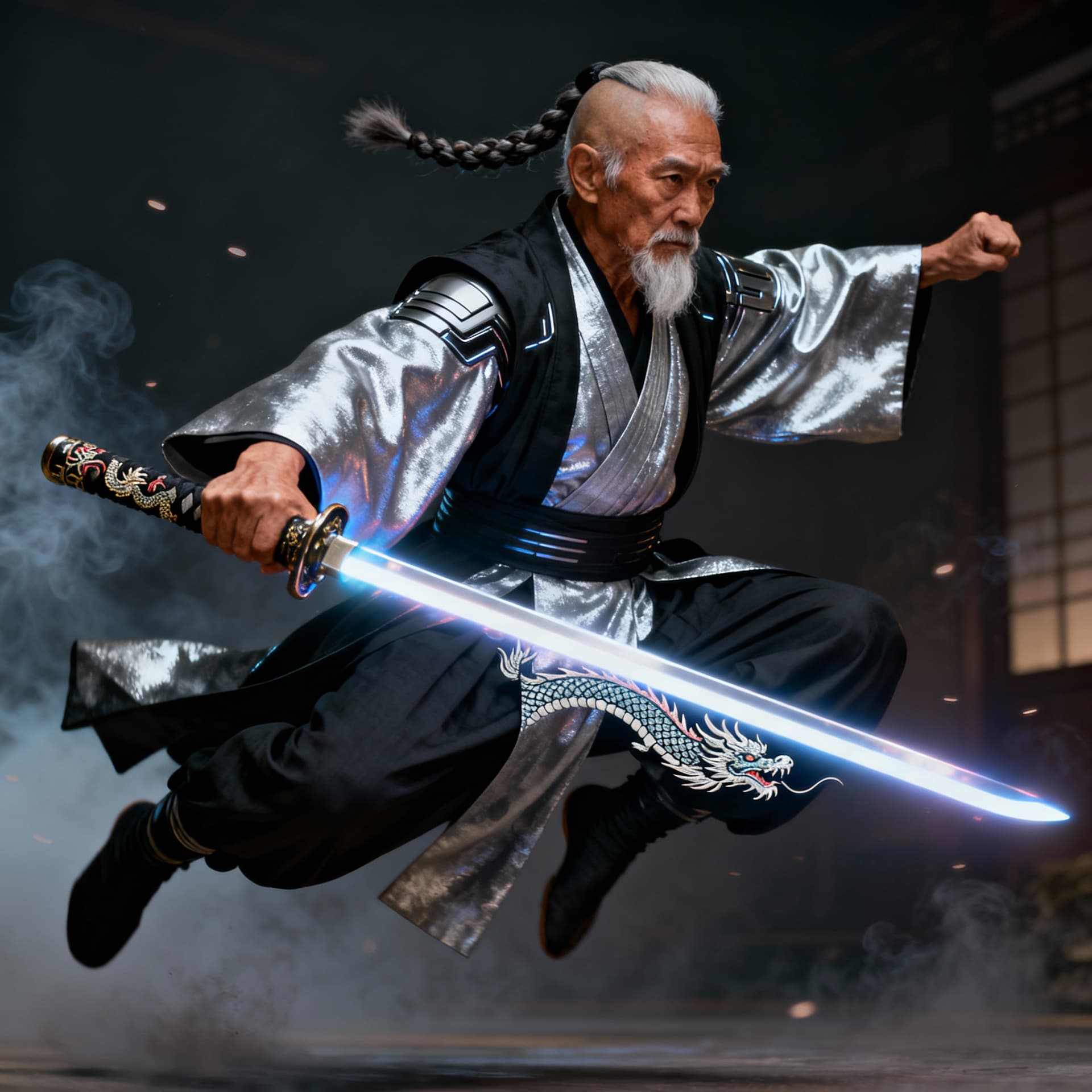 AI generated:  image is a spectacular high-resolution   Star Wars perfect cinematic portrait with a Japanese feuda...