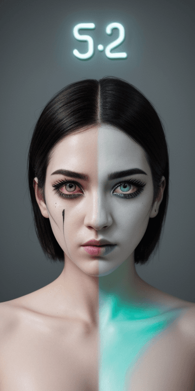 AI generated: Half Ghost Half Man , neon eyes, symmetrical eyes, (aegyo sal:1) , (eyelashes:1.1) , (photorealistic...