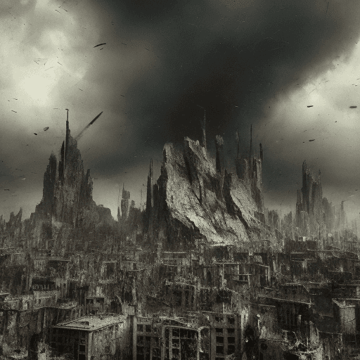 AI generated: close up, crowd of few hungry people at the street of a city, sad faces, post apocalyptic, dark clou...