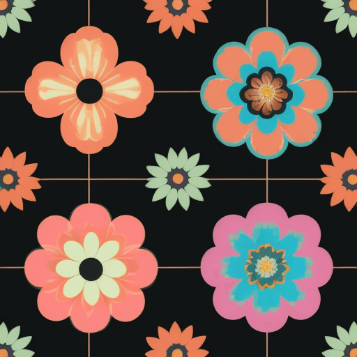 AI generated: Aesthetic Flowers :: retro design pattern :: multi-color :: simple --ar 2:3 --quality 2  --s 750