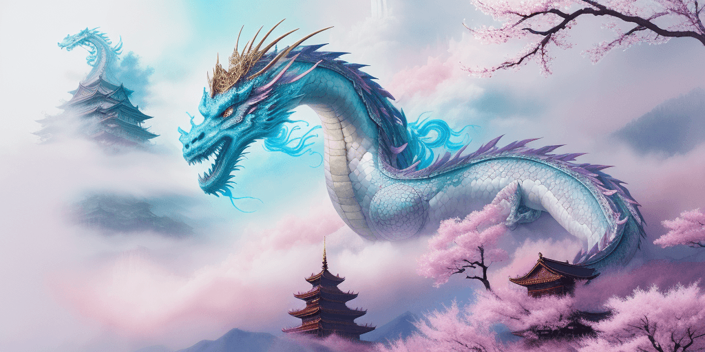 AI generated: /imagine prompt: A mystical scene featuring a Chinese dragon emerging from ethereal clouds, intricat...