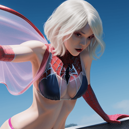 AI generated: spider-Gwen in a transparent bikini