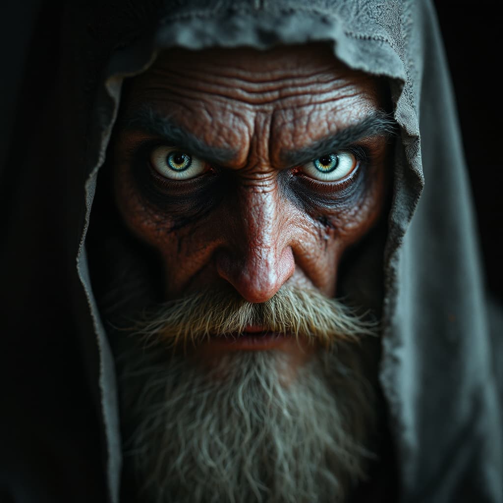 AI generated: Hyper-realistic (fabled character tale1:3) from the dark kingdom, with detailed eyes, clothes are in...