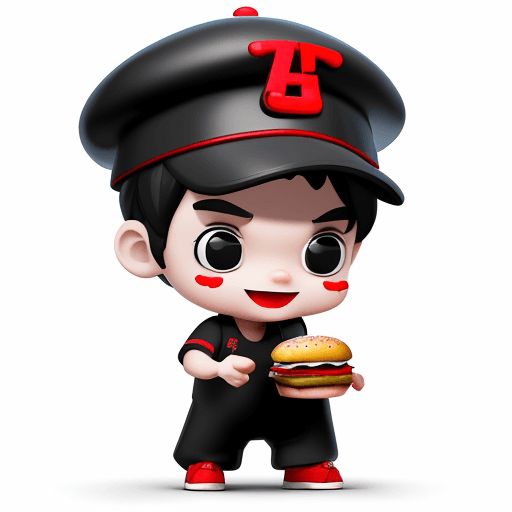 AI generated: cute boy with black and red cap, burger place mascot, cute 3D rendering, cute detailed digital art, ...