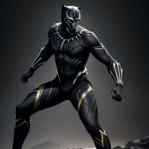 AI generated: Full Body Portrait of Lamine Yamal as Black Panther, glare pose, detailed, intricate, full of color,...