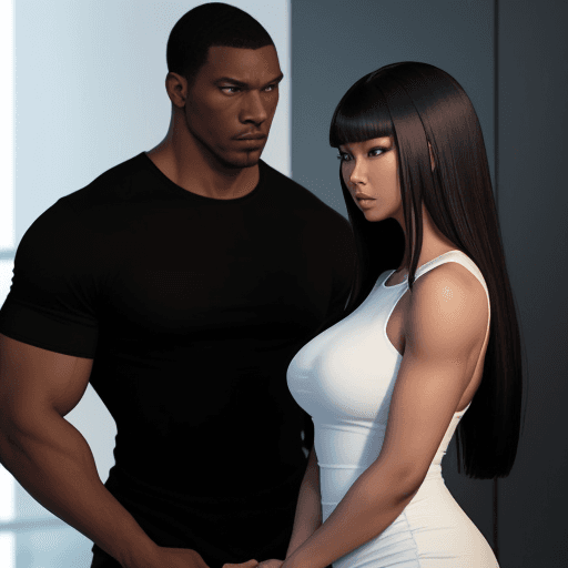 AI generated: The scene opens up with a tall and muscular black man, dressed in a tight black t-shirt, standing in...