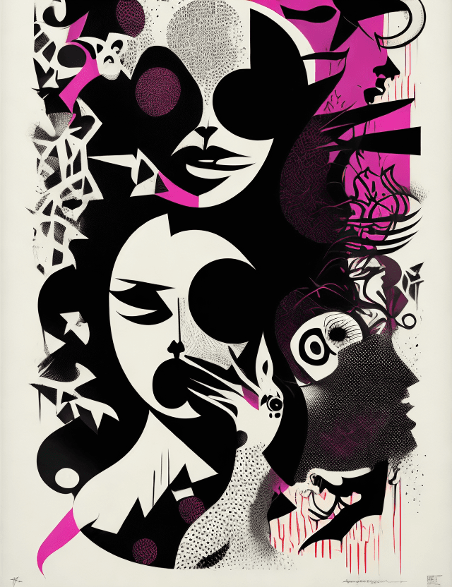 AI generated: Unapologetic, Perfectcore, bizarre, freaky graphic poster, lust, futuristic, strong graphic, line, B...