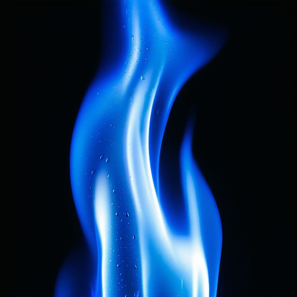 AI generated: Photorealistic image of a dynamic fire flame. Intense dark blue base (#0000FF) fading to cyan (#00FF...