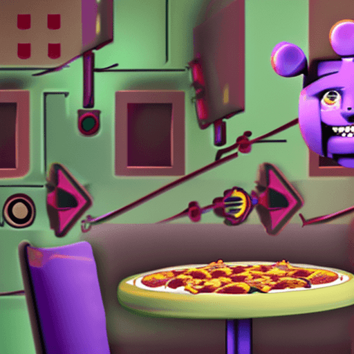 AI generated: Robot, Roxanne Wolf
, 8k, Animatronic, purple hair, Pizza restaurant, masterpiece, electric keyboard...