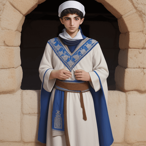 AI generated: creates the image of Yosef, a young Sephardic Jew in ancient Sefarad. In medieval Sefarad, clothing ...