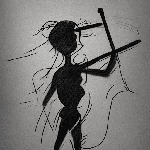 AI generated: create an 
cave painting like cartoonish charcoal image of a stick figure lifting weights