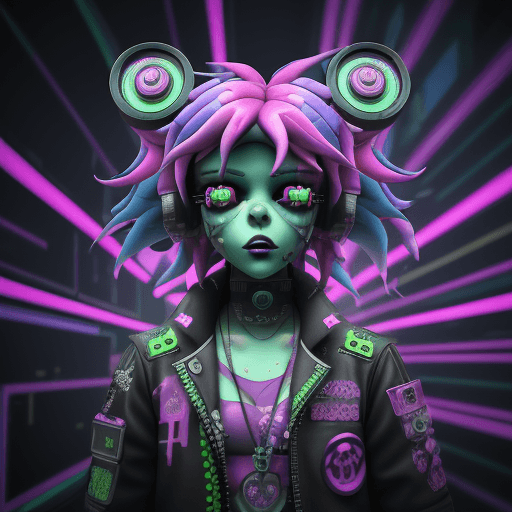 AI generated: a cyberpunk 3D rendering featuring Trippycute lsd Happy tree Friends ,vaporwave  pop art.Immerse Gli...