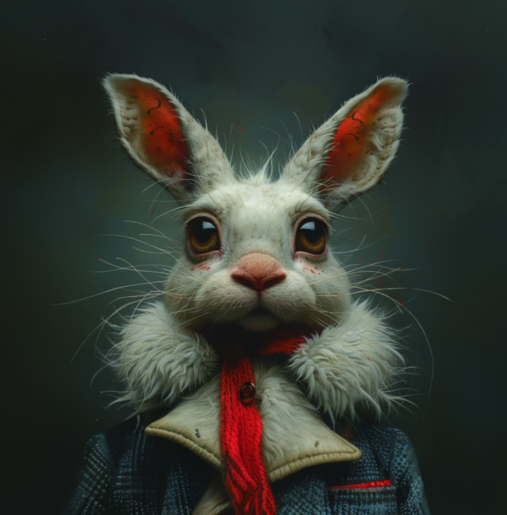 AI generated: hare:: in the style of realistic hyper-detailed portraits, meticulously detailed, andrea kowch, futu...