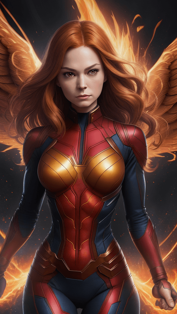 AI generated: (16k, best quality, master:1.2) HDR, Marvel Entertainment Art by, Jean Grey (AKA Marvel Girl, Phoeni...