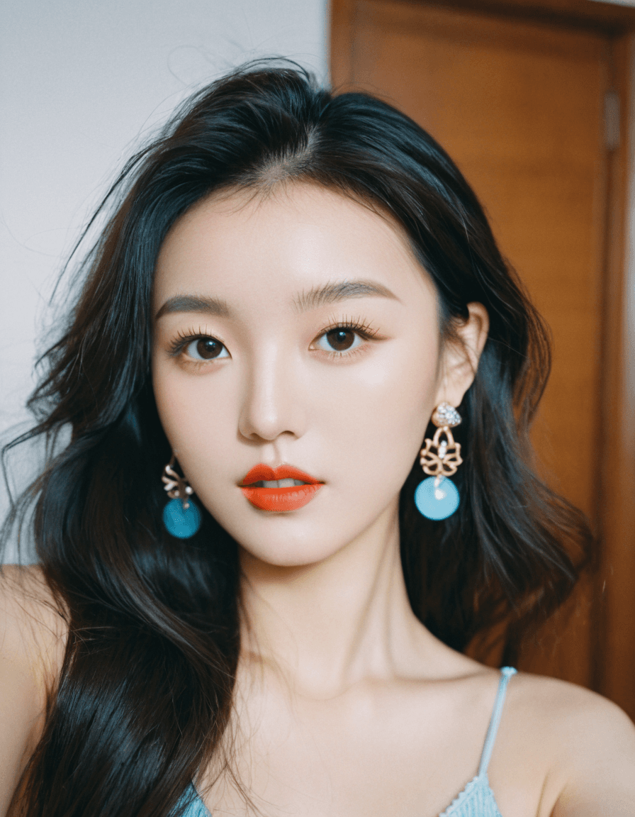 AI generated: Chinese model poses for a selfie, in the style of social media influencers, webcam photography, Feli...