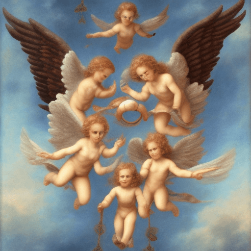 AI generated: six angels above the sky
