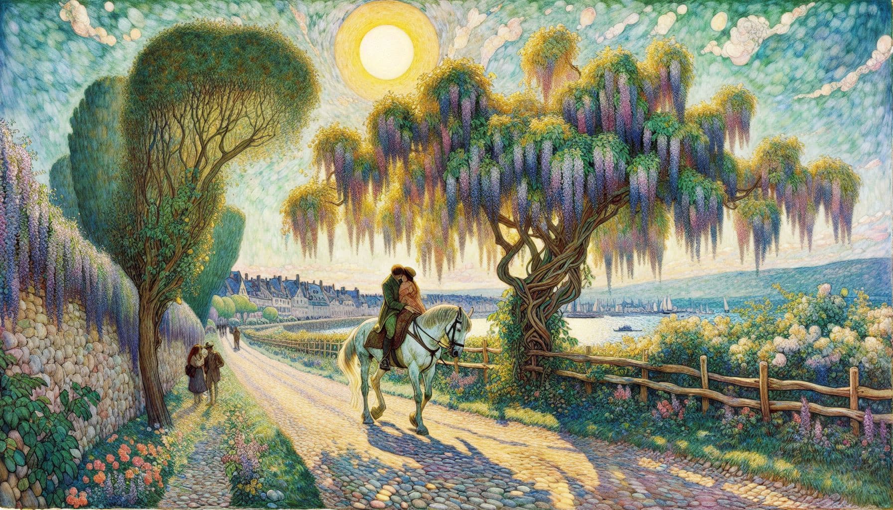 AI generated: Henri-Edmond Cross
Helene Schjerfbeck
Henry Moret
watercolor
pan view
one rider on the horse pa...