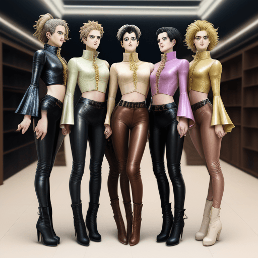 AI generated: Jojo's bizarre adventure style realistic Texture vfx real-time photo bottom view hippie fashion shor...