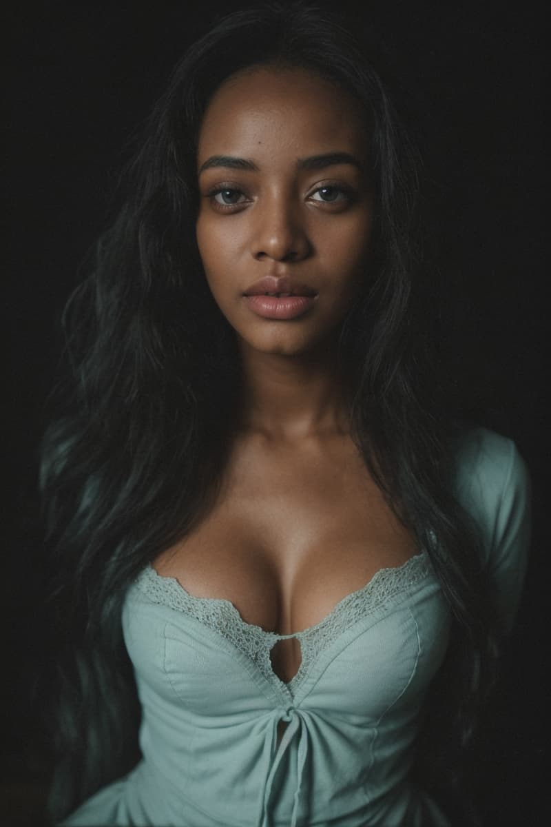 AI generated: photograph of a young (shyly:0.8) (smiling:0.8) (scantly:1.1) clad (curvy:0.9) African (Ethiopian:1....