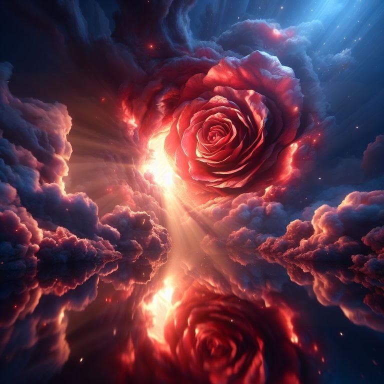AI generated: The sky split , and it became a rose like paint . hyper-realistic 3D image using advanced techniques...