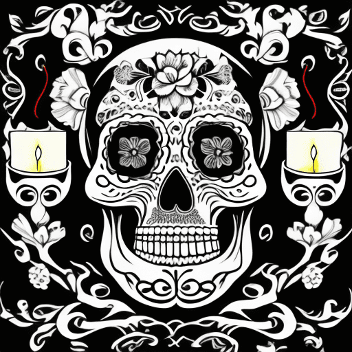 AI generated: vector illustration of the capital letter B in Vibrant Skull Dia de los Muertos mexican Day of the D...