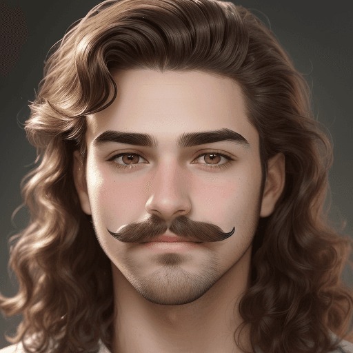 AI generated: The image shows a close-up portrait of a young man with prominent features. He has well-defined eyeb...