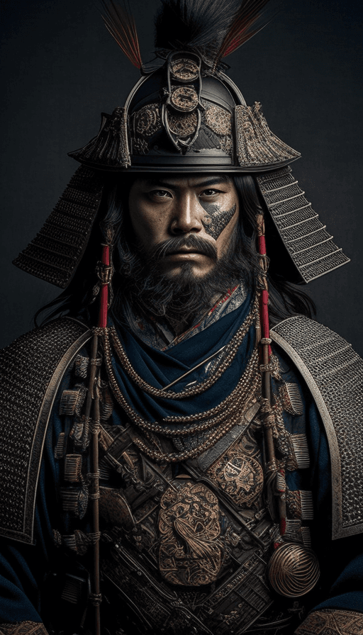 AI generated: Japanese Samurai Warrior in wearing traditional Battle Armour ::5 Premium Portrait Photography ::4 b...