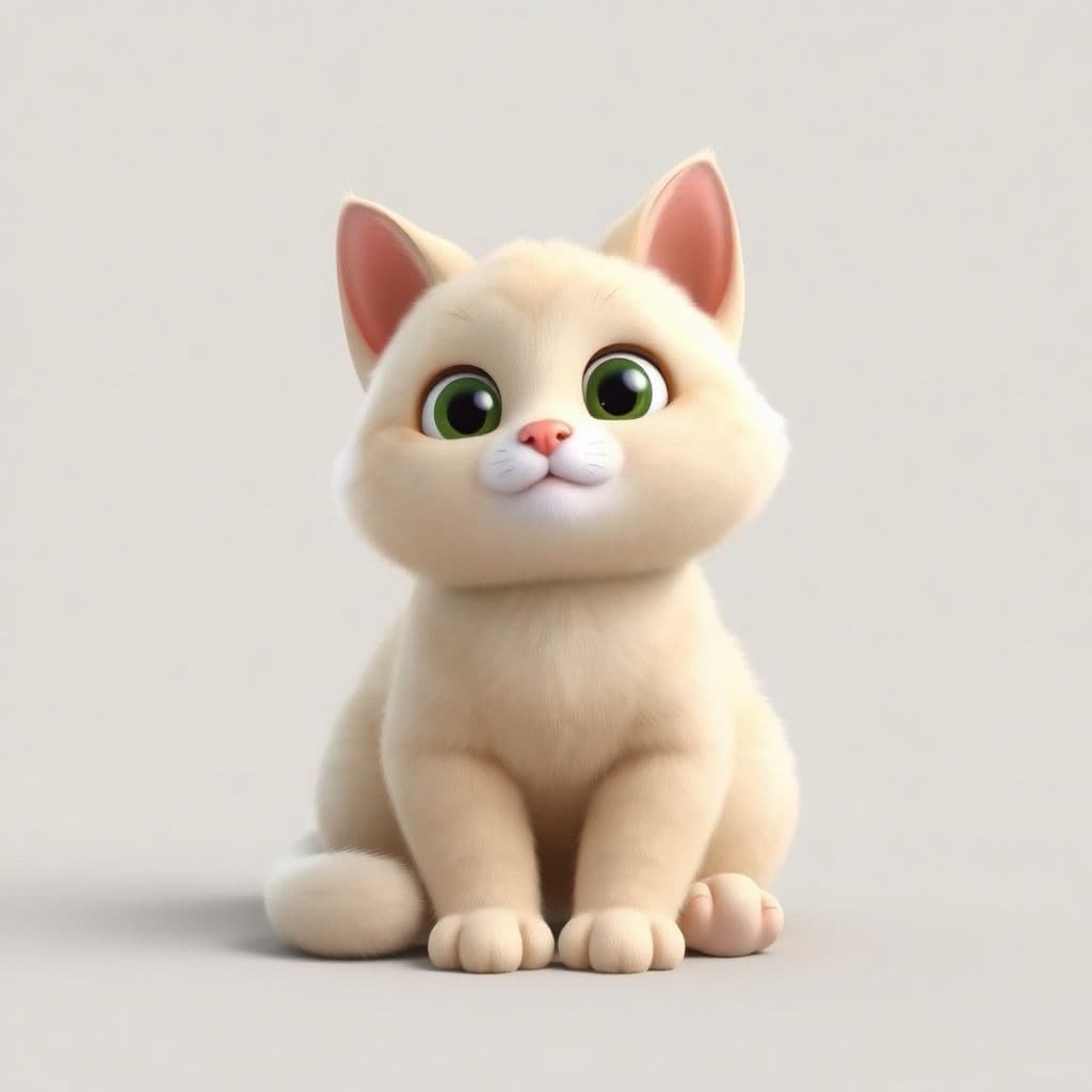 AI generated: "A cute and realistic 3D cat, sitting in a relaxed pose. The cat has soft, fluffy fur with a natural...