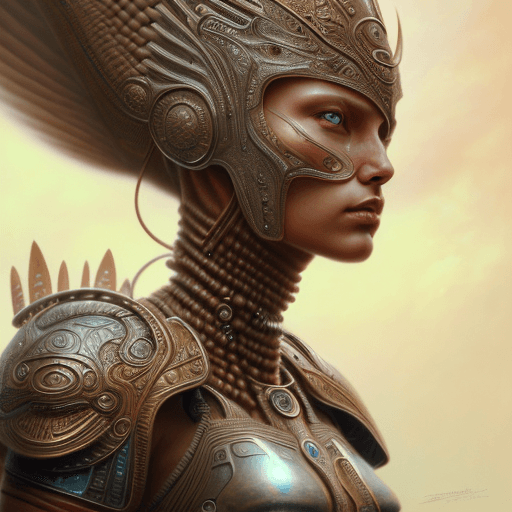 AI generated: closeup portrait shot of a female Aztek Warrior in an epic battle environment, intricate, elegant, h...