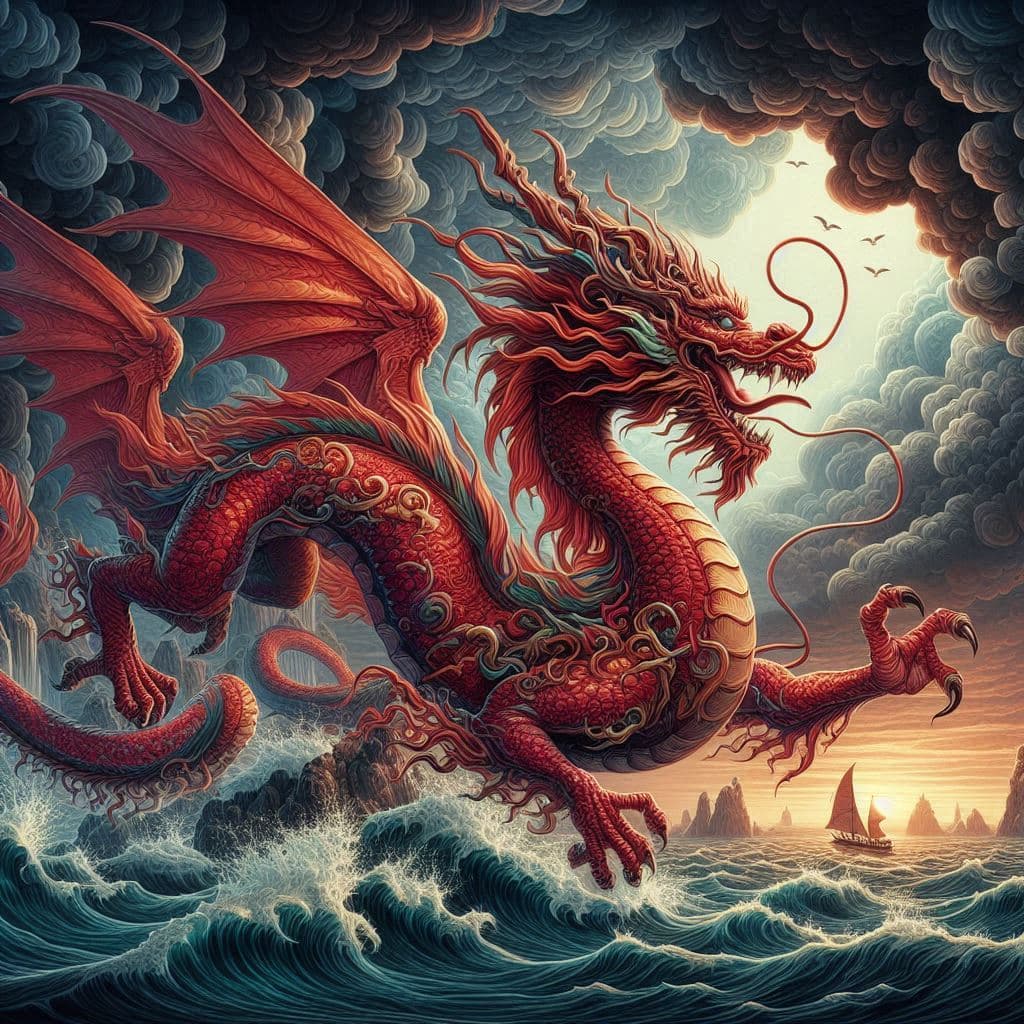 AI generated: highly detailed and stylized image of a dragon. The dragon is designed with intricate scales in shad...