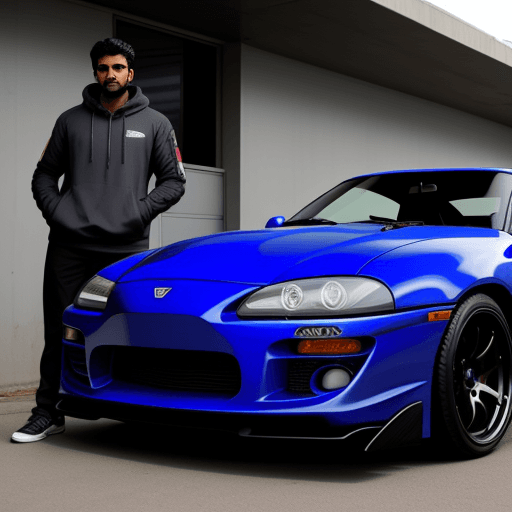 AI generated: Tameem next to a supra