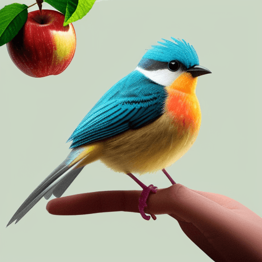 AI generated: a little bird made of a fresh apple that has been cut open, photo-realistic techniques --ar 2:3 --st...