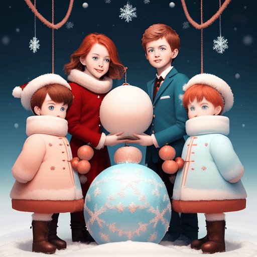AI generated: snowy mountain against orange peach fuzz background and light aqua blue, with redhead woman with big...