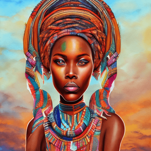 AI generated: watercolor Tribal art African women Painting, Sunset Scenery Acrylic Painting, Tribal painting , 3d ...