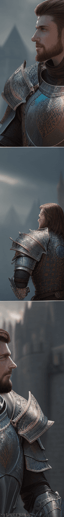 AI generated: medieval fantasy portrait armored handsome male English warrior ((auras wrath)) fantasy castle brigh...