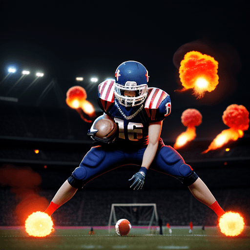 AI generated: player american football with flaming american balls::3 prokaryotic::1 nuclear::1 DSLR::1 vermillion...