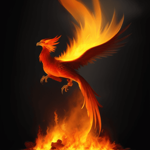 AI generated: beautiful and realistic phoenix bird reborn from the flames
