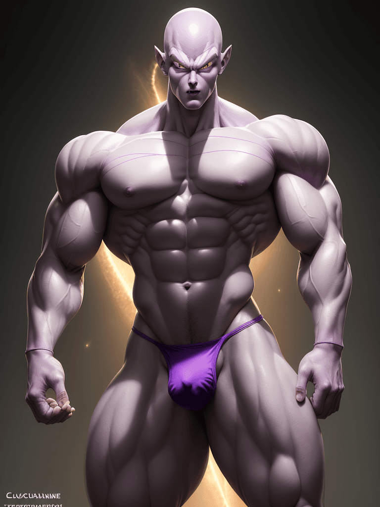 AI generated: Frieza from Dragon Ball, caucasian complexion, big muscles and big thighs, lean waisr, handosme, tal...