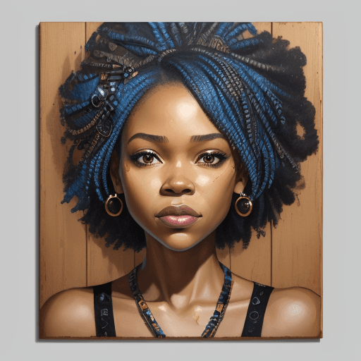 AI generated: a african american woman's face made from wooden boards, in the style of tim okamura, abstraction-cr...