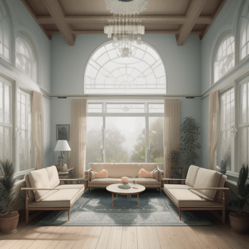AI generated: High resolution photography interior design, dreamy sunken living room conversation pit, wooden floo...