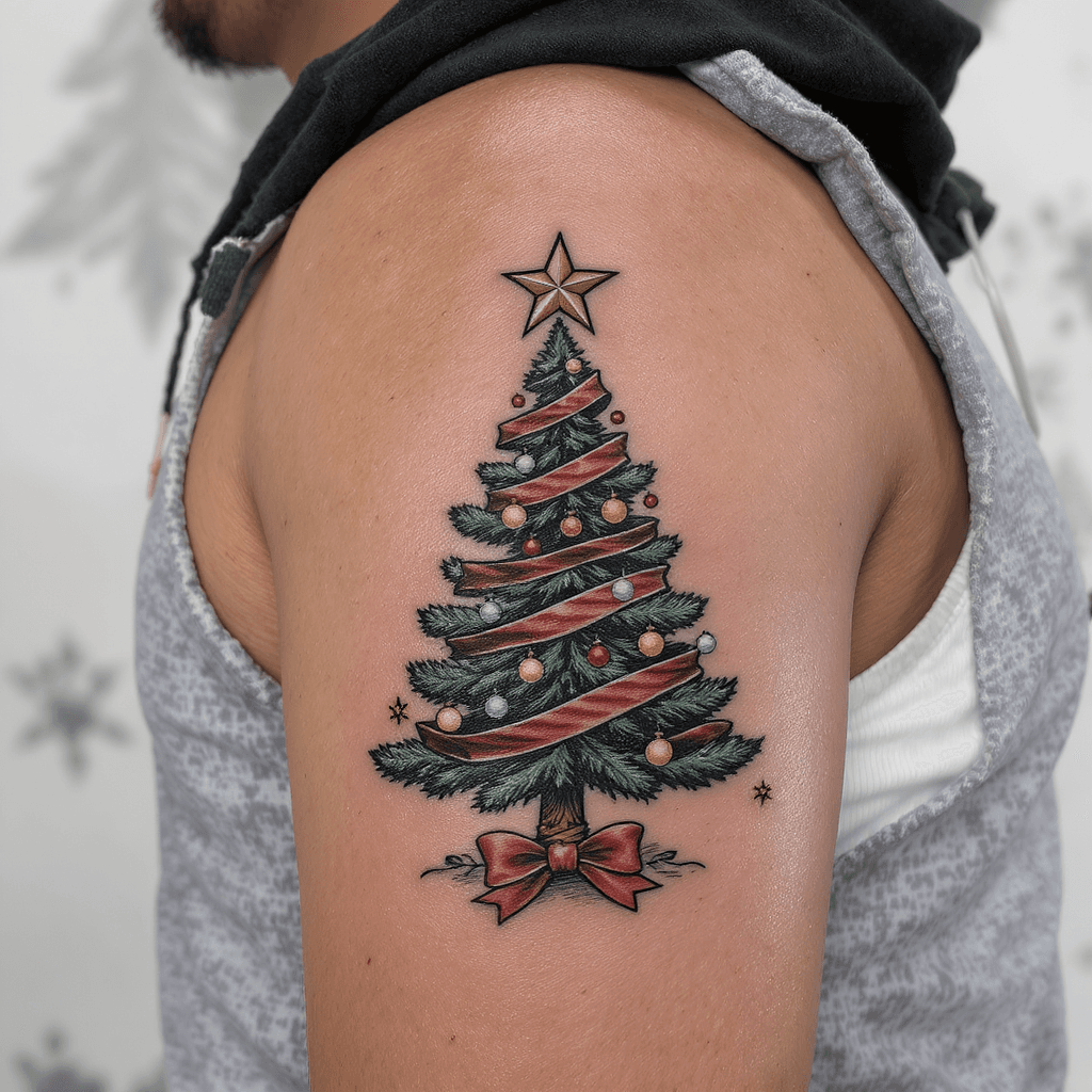AI generated: men's Christmas tree tattoo
