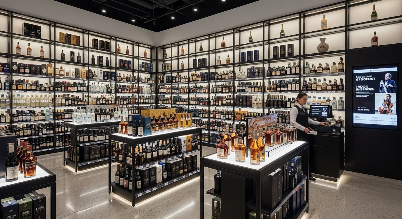 AI generated: Une boutique de l'alcool contemporaine