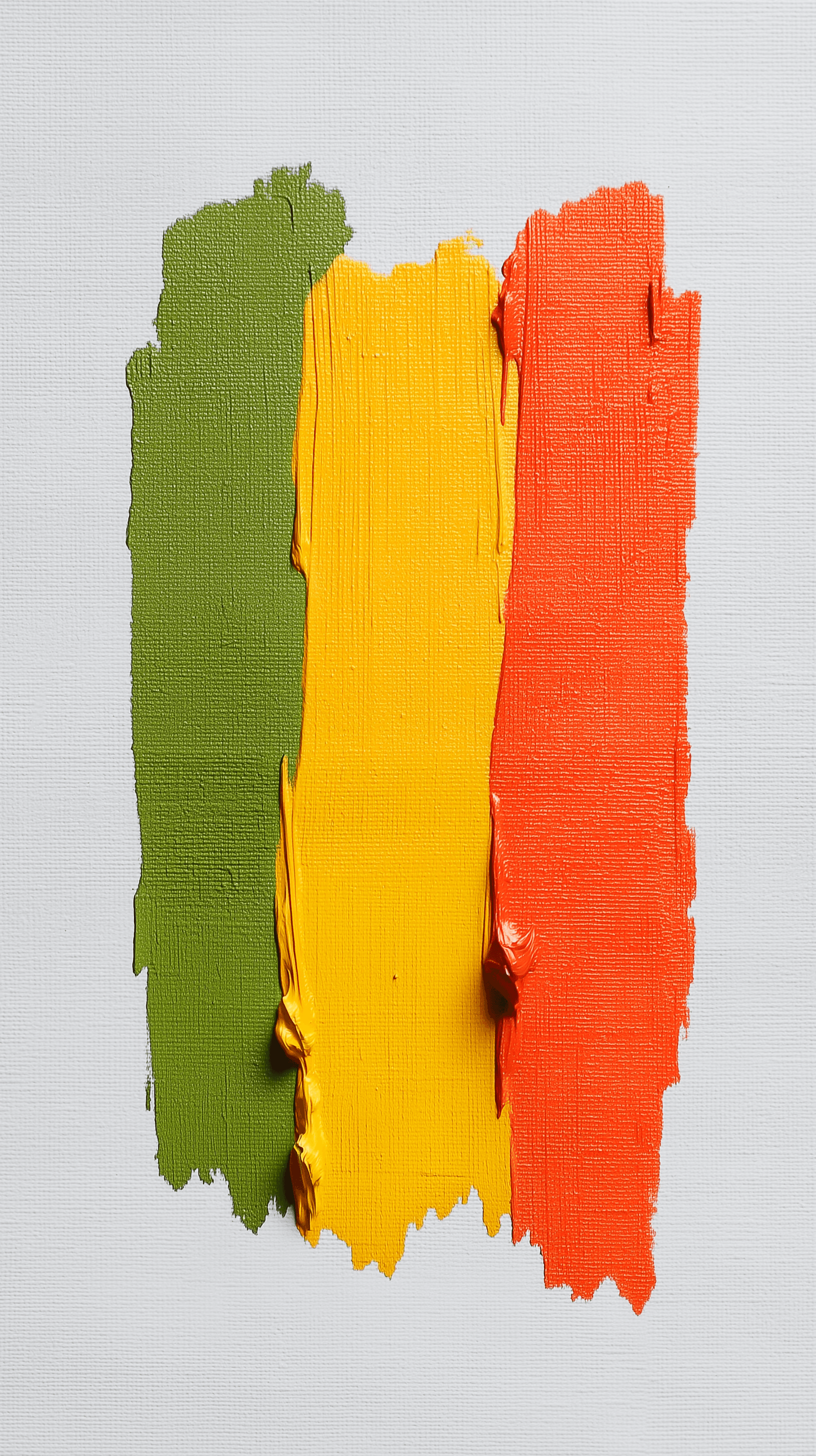 AI generated: artistic, minimalist painting art, triple color, coral with yellow and lime green, big brush touched...