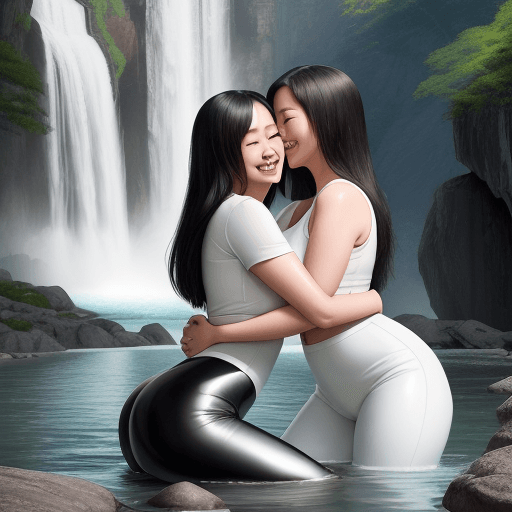 AI generated: Immortalize the scene of connection and joy with this endearing image. Visualize two Asian women in ...