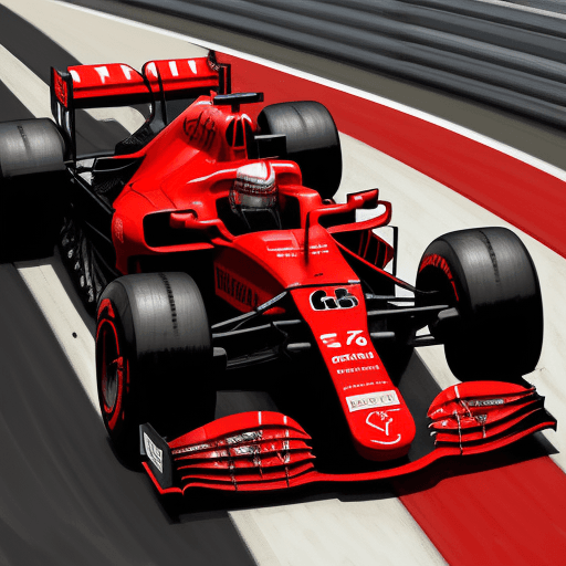 AI generated: red race car, in the style of sam spratt, modern F1 illustrations, baku city circuit, old masters, g...