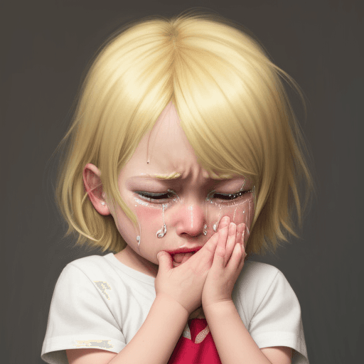 AI generated: blonde child crying
